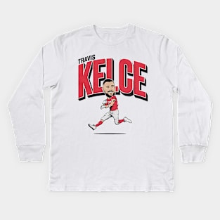 Travis Kelce Caricature Kids Long Sleeve T-Shirt